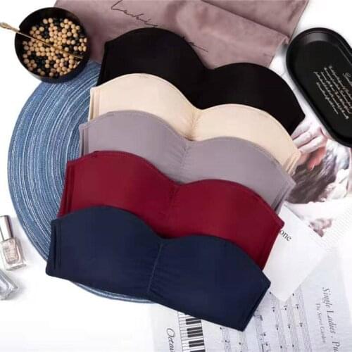 Strapless Non-Slip Girls Seamless Non-Steel Ring All-match Strapless Bra Gathered Hidden Underwear Suit