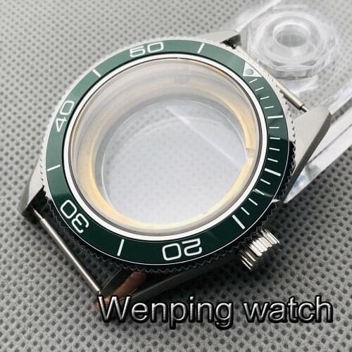 Corgeut 41mm silver case green/blue/black ceramic bezel sapphire glass fit Miyota 8205/8215/821A, ETA 2836, DG2813/3804 movement