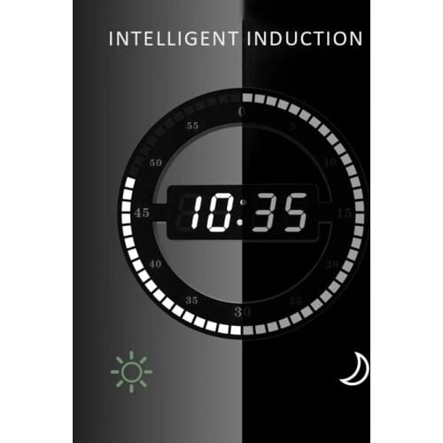 LED Digital Wall Clock 3d Luminous Mute Electronic Wall Clock Temperature Date Multi-function Jump Second Clock Home Decoration