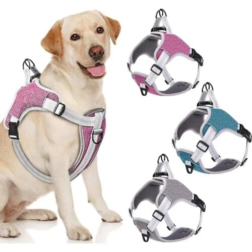 Reflective Pet Dog Harness Vest Nylon Breathable Mesh Walking Adjustable Harnesses No Pull For Small Medium Large Dog Supplies