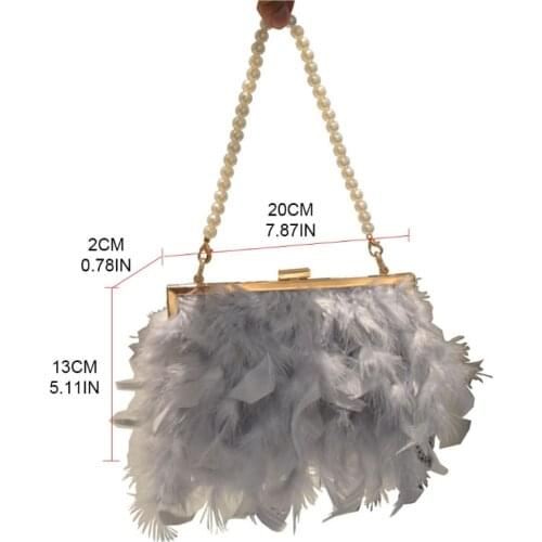 Ostrich Feather Tote Evening Dress Bag Shoulder Bag Party Money Bag Wallet Clutch 066F