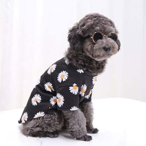 Spring Summer Dog Shirts Fashion Daisy Pet Dog Clothes for Small Dogs Short Sleeve Puppy Bottom Shirt for Yorkshire Poodle 10A