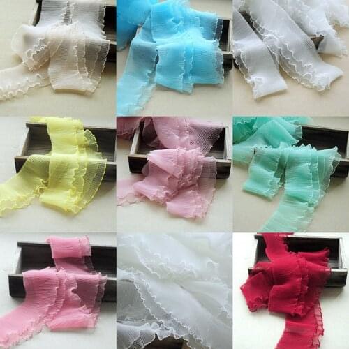 10CM Mesh Pleated Ruffles Lace Ribbon Dress Clothing Crafts Material DIY Apparel Sewing & Fabric 1Meter Length