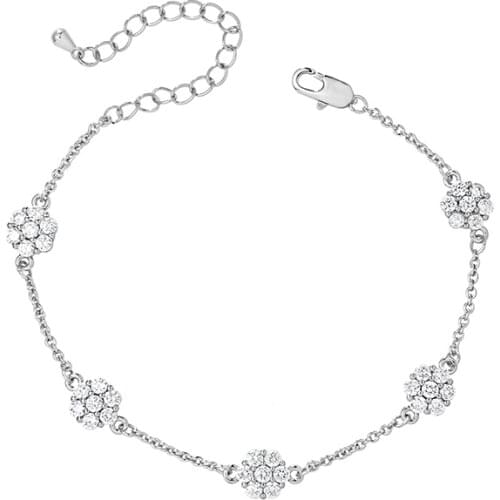 New Arrival Rhodium Silver or Real 14K Gold Plated Cubic Zirconia Zircon Chain Bracelets for Women Wedding Bride or Bridesmaid