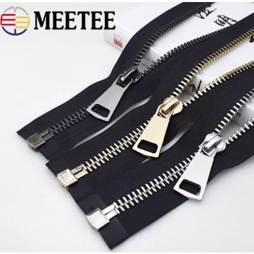 1/2pc Meetee 10# Metal Large Zippers 70/80/90cm Open-end Zip for Jacket Leather Coat Ultra Wide Zipper Sewing Accessory Material