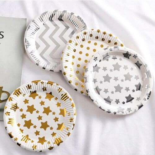 10pcs/set Bronzing Party Cup 250ML Disposable Cups Dot Craft Paper Cup For Juice Milk Party Supplies