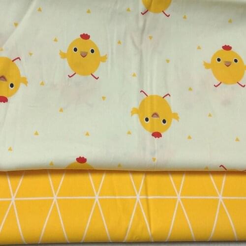 160cm Width Adorable Yellow Chicken Printed 100% Cotton Fabric animal patchwork for baby cloth dress quilting home decoration
