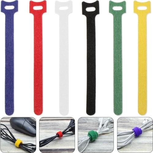 20Pcs 10*150mm/12.5*200mm Cable Nylon Strap Black Cable Cord Hook and Loop Ties Tidy Organiser for Cable Winder Reusable