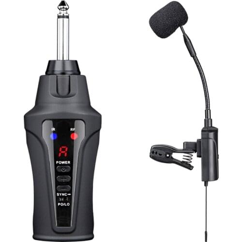 2020 ACEMIC Clamp Clip on UHF Wireless Microphone System with 32 Channels for Sax Saxophone Horn Trumpet ST-5