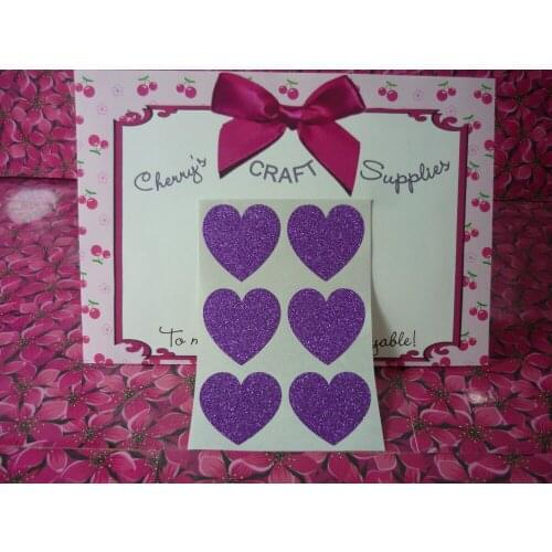 3.8cm Glitter Purple Heart Stickers
