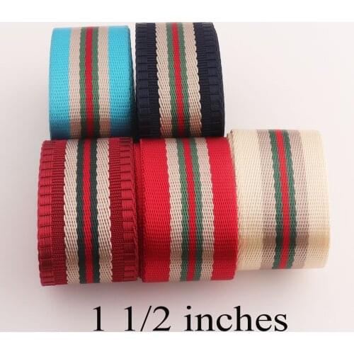 3M 38mm Blue/Red Webbing Purse Strap Ribbon Patterned Nylon Webbing Band Bag Handle Polyester Belt Sewing Accessories