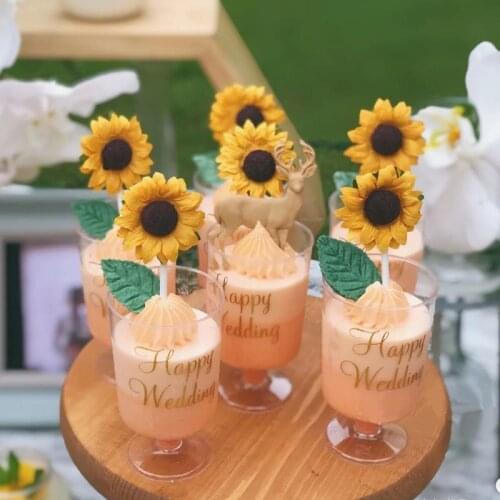 3pcs Sun Flower Cake Topper Flags Cake Decoration For Family Birthday Kids Baby Shower Party Cake Baking Decoration Supplies