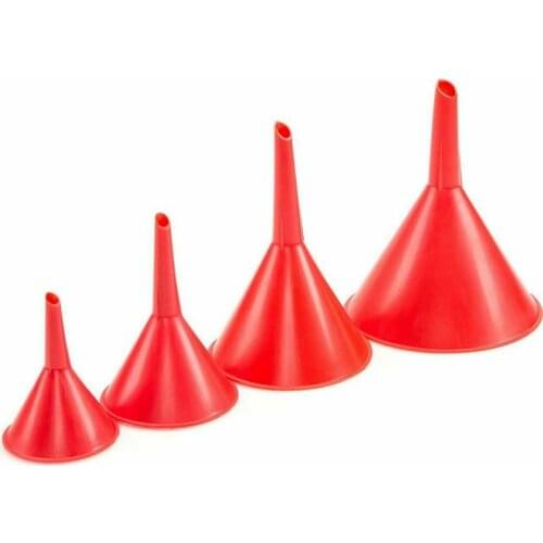 4pcs Filling Funnel Multi Use Funnel Household Kitchen Garage Liquid Petrol Funnel Kits Red Oil Change Equipment Car Accessories