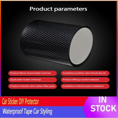 Nano Carbon Fiber Car Sticker DIY Protector Paste Strip Auto Door Sill Side Mirror Anti Scratch waterproof Tape Interior Sticker