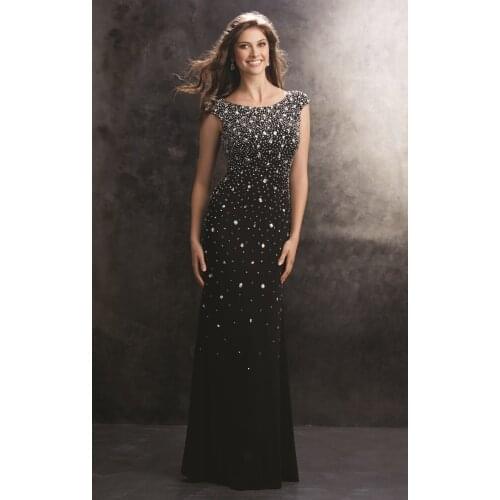 Scoop Cap Sleeve Floor Length Long Dresses Prom A Line Sparkling Party Dresses Gown Evening Formal Dresses