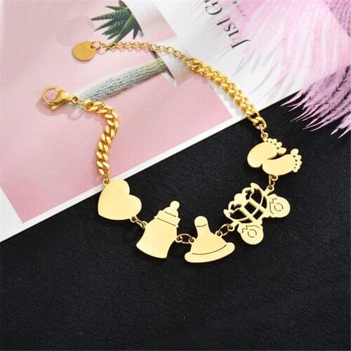 Milk Bottle Friends Bracelets Bangle for Girls Chain Link Bracelet Femme Stainless Steel Bracelet for Women jewelry Accessories