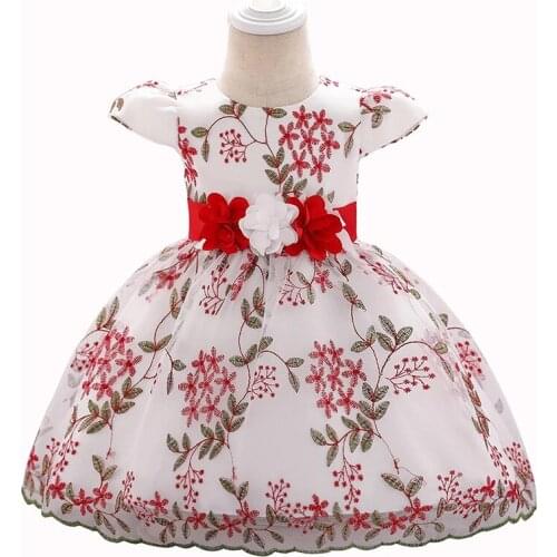 Baby Girls Birthday Dresses Summer 1 2 Year Toddler Girl Flower Princess Party Dress Kids Baptism Dress New Born Ball Gown 2019