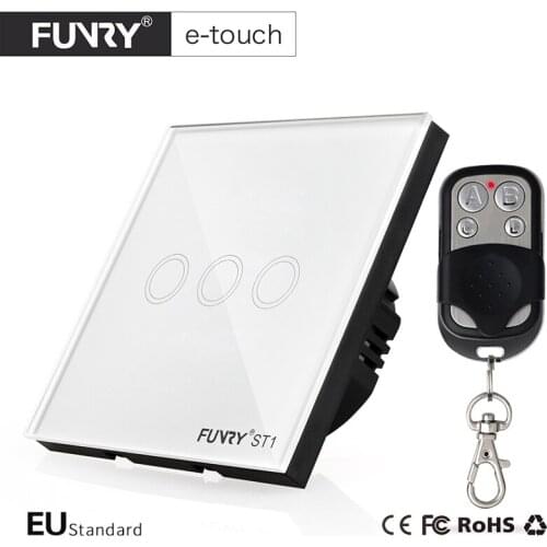 FUNRY EU Standard Touch Switch ,3 Gang 1 Way Remote Control Light Switch, Smart Wall Switch for Home Improvement