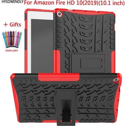 HYSOWENDLY Armor Hybrid Case For Amazon HD 2019 Tablet Cover for Amazon Fire HD 2019 2017 10.1'' inch Hard PC Soft Silicone Case