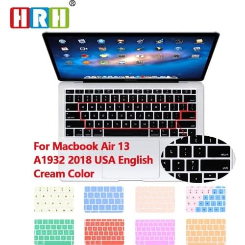 HRH Hot Sell Cream Silicone English Keyboard Skin Cover for MacBook Air 13 Keyboard Cover 2018 Release A1932 Keyboard Protector