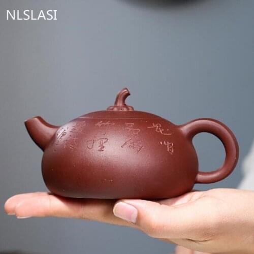 Chinese Authentic Yixing Tea Pot Handmade Pumpkin Model Purple Clay Teapot Beauty Kettle Tea Ceremony Customized Gifts 160ml