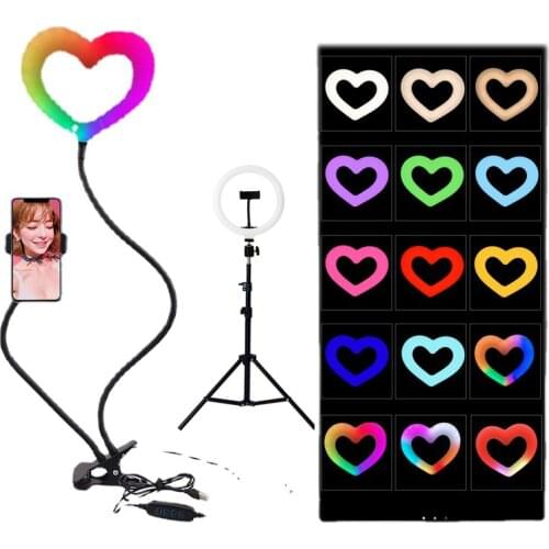Heart Dimmable RGB LED Novelty Selfie Ring Fill Light Photo Ring Novelty Lamp for Makeup Video Novelty Lighting Ring Light
