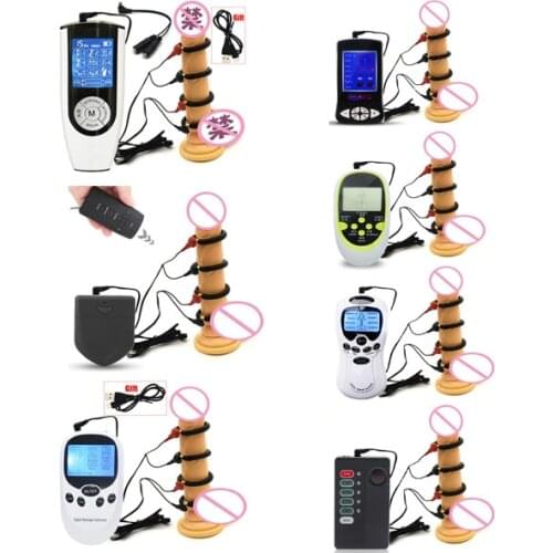 Electric Shock Penis Therapy Ring Male Masturbator Electro Stimulation Cock Erection Enhancer SM Play Delay Bondage Ring Sex Toy