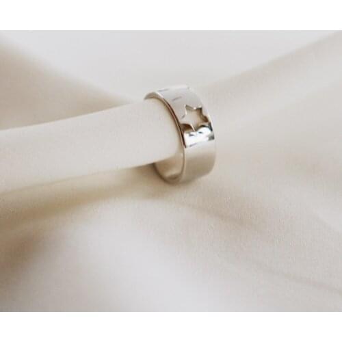 925 Sterling Silver Typical Handmade Hollow Cut Star Ring Plain Band Bridal Valentine Ring For Couples Fashion Jewelry Gift