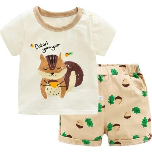 HANQIYAHULI baby boys summer clothing set short-sleeved T shirt+shorts 2 pieces clothing set casual cotton new style boys clothe