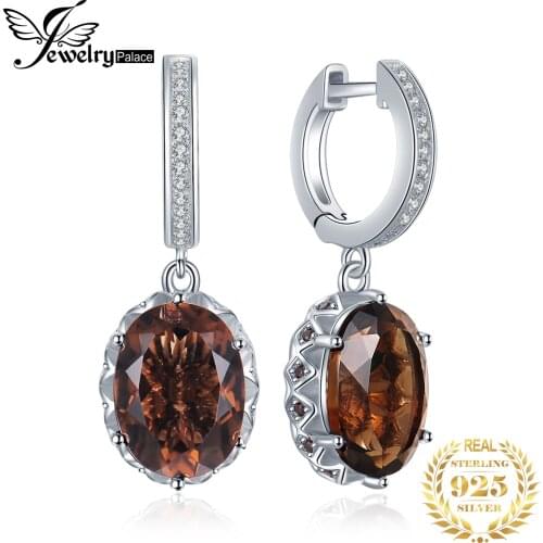 JewelryPalace 7ct Genuine Smoky Quartz Drop Earrings 925 Sterling Silver Earrings For Women Korean Earings Fashion Jewelry 2021