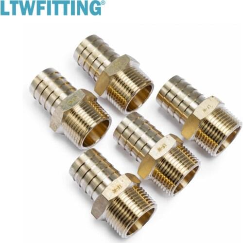 LTWFITTING Lead Free Brass Barbed Fitting Coupler / Connector 1" Hose Barb x 1" Male NPT Fuel Gas