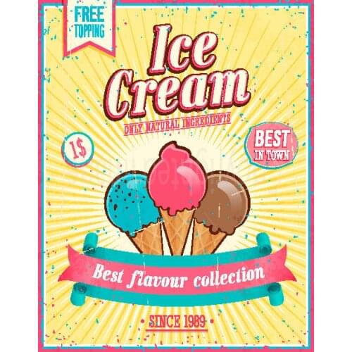 ICE CREAM FREE TOPPING METAL TIN SIGN POSTER WALL PLAQUE