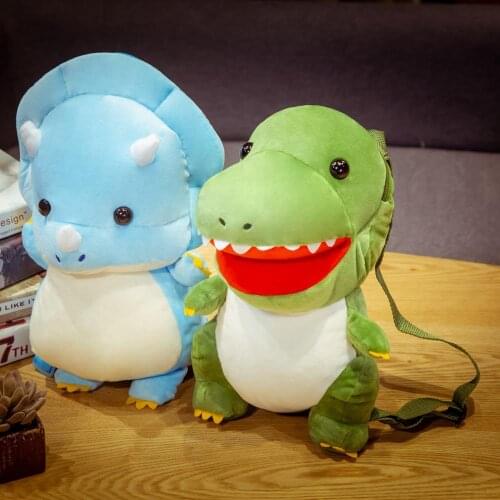 1pc 34cm Cute Plush Tyrannosaurus &Triceratops Backpack Toys for Children Cartoon Animal Dinosaur Schoolbag Kawaii Gift for Kids