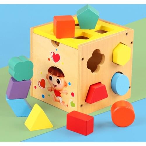 Montessori Object Permanence Box Sensory Wooden Toys Shape Match Up Game Box Baby Montessori Toy For Babies Education
