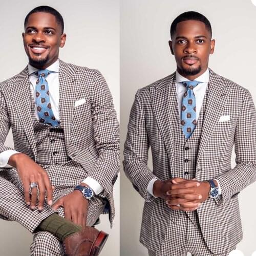 Smart Casual Men Tuxedos Custom Made One Button Peaked Lapel Blazer Fashion Party Wedding Prom Coat 3 Piece Set