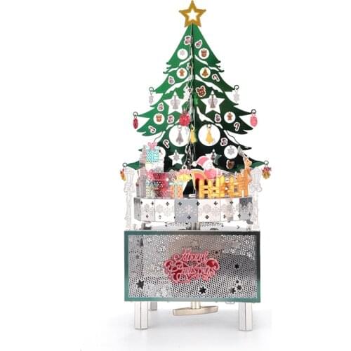 Happy Hour Theme 3D Metal Puzzle Music Box with Jingle Bells Music Christmas Gift New Year Gift Hobby Assembled Model