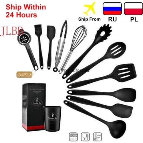 10/11Pcs Silicone Kitchenware Non-Stick Cookware Cooking Tool Spoon Spatula Ladle Egg Beaters Shovel Soup Kitchen Utensils Set