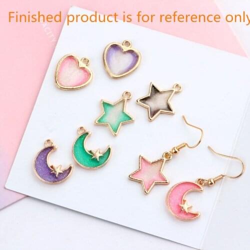 New 50pcs/lot color alloy drop oil Spray paint moon/stars/heart/pineapple shape floating locket charms diy jewelry making
