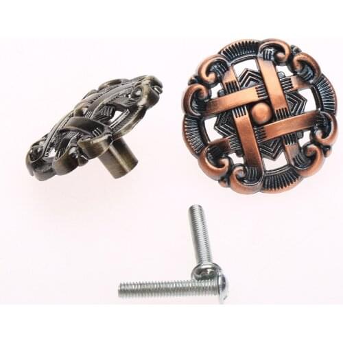 Zinc Alloy Antique Brass Hollow Door Knob Retro Cupboard Closet Drawer Kitchen Cabinet Pulls Handle Furniture Handles and Knobs