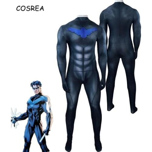 Hot Nightwing Cosplay Costume Bodysuit Superhero Comic Batmen Anime Zentai Suit Halloween Carnival Party Men Male Boys