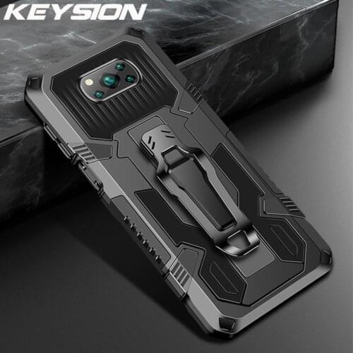 KEYSION Shockproof Armor Case for Xiaomi POCO X3 NFC X3 Pro Stand Phone Cover for Redmi Note 9 Pro 9S 9T 9A 9C 8 Pro 8A 5 6 7A