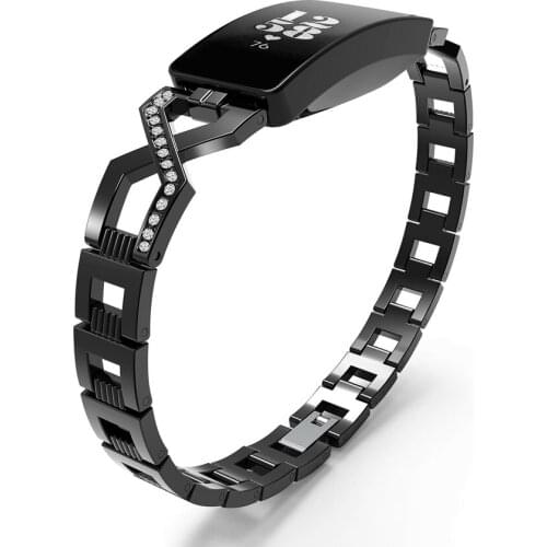 Smart Watch Strap for Fitbit Inspire/Inspire Hr Accessories Cross Chain Stainless Steel Metal Bracelet Band