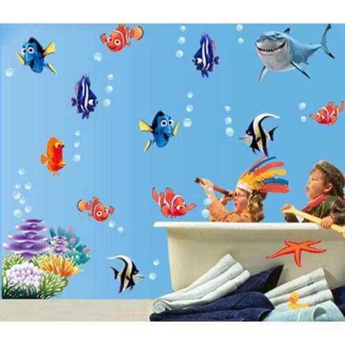 Seabed Fish Bubble NEMO Wall Sticker Cartoon Wall Sticker For Kids Rooms Bathroom Home Decor Nursery quarto Decals Poster