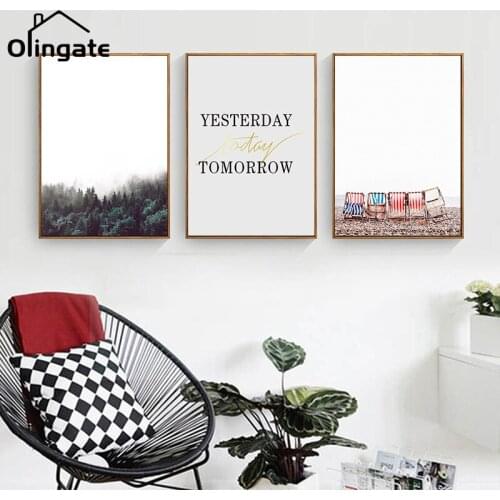 Nordic Inspirational Canvas Painting Simple Forest Poster Abstract Landscape Picture and Print One Piece Canvas Art Home Decor