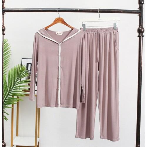 Spring Autumn New Two-Piece Suit Pajamas Modal Sleeping Clothes For Home Women Trousers Long Sleeve Suit Pyjamas Sleepwear