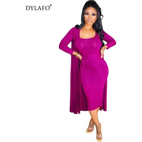 Spring Autumn Women Set Sleeveless Strap Dress+Long Sleeve Cape Night Club Tracksuits Two Piece Suit Street Sexy Bandage Outfits