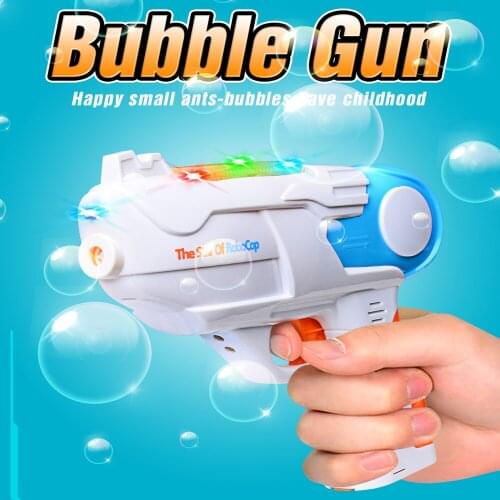 RoboCop B/O Bubble Gun Shooter Music Lights Bubble Blower Water Hold Return Cartoon Electric Automatic Bubble Maker Gun Kid Toys