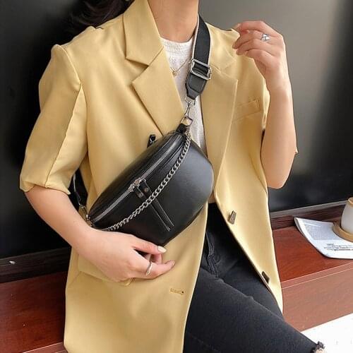 Women Chest Bag Small PU Leather Fanny Packs For Women 2021 Chain Travel Shoulder Bag Waist Packs Female Phone Purses Lady