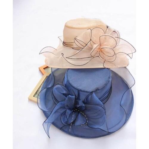 50%HOTFloral Organza Wide Brim Church Kentucky Derby Fascinator Lady Tea Party Sun Hat