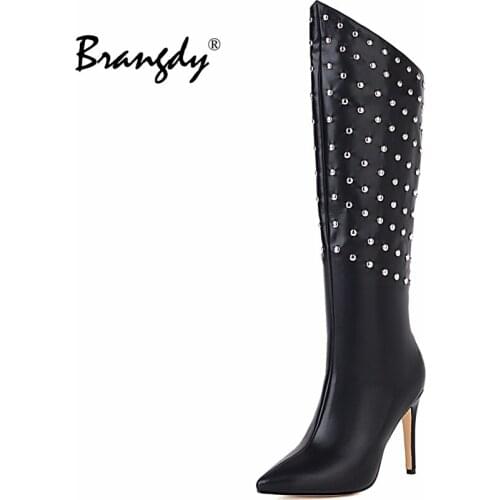 Brangdy Punk Women Boots Ins Hot Plataforma High Heels Big Size 43 Gothic Style Wedges Shoes Fashion Knee high Boots Woman